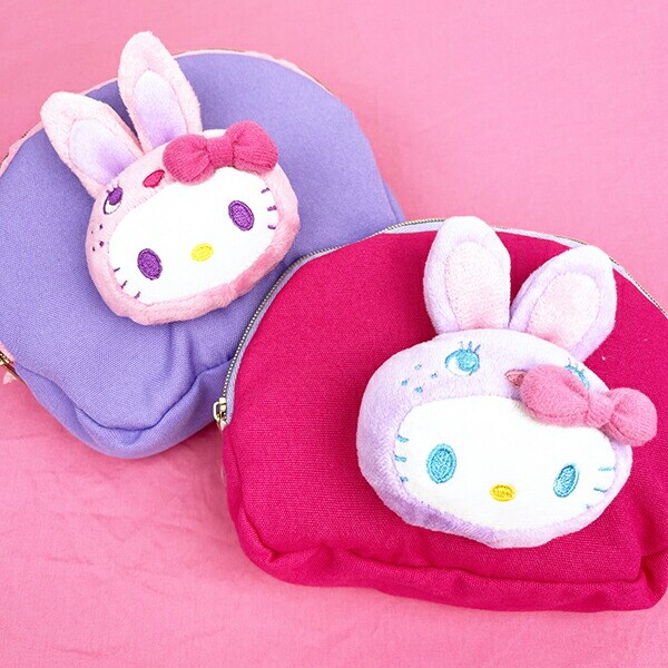 サンリオ ハローキティ カラフルバニー ボアフェイス化粧ポーチ ＭＧ ピンク