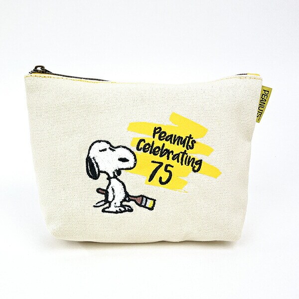 スヌーピー 75th セレブレーション サガラ化粧ポーチ 小物入れ イエロー