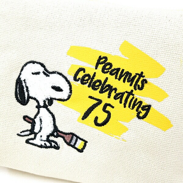スヌーピー 75th セレブレーション サガラ化粧ポーチ 小物入れ イエロー