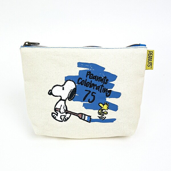 スヌーピー 75th セレブレーション サガラ化粧ポーチ 小物入れ ブルー