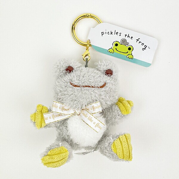 かえるのピクルス スマイルホップ カラビナマスコット ぬいぐるみ グレー