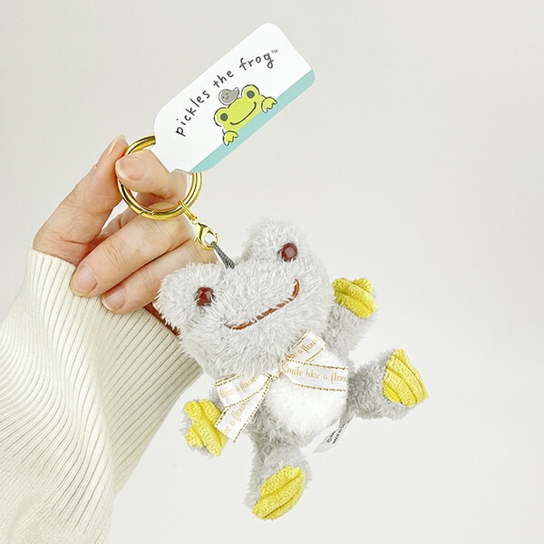 かえるのピクルス スマイルホップ カラビナマスコット ぬいぐるみ グレー