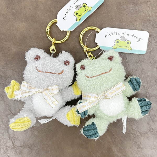 かえるのピクルス スマイルホップ カラビナマスコット ぬいぐるみ グレー