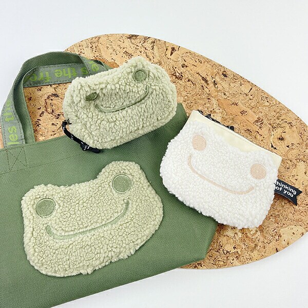 かえるのピクルス もこフェイス ティッシュポーチ 化粧品入れ 小物入れ もこもこ