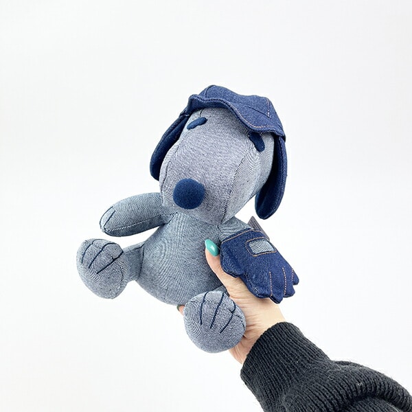 スヌーピー EDWIN ベースボール ぬいぐるみ S インテリア デニム SNOOPY