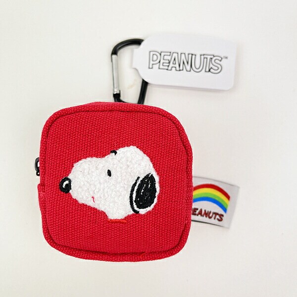 スヌーピー カラフル カラビナミニポーチ レッド 小物入れ SNOOPY