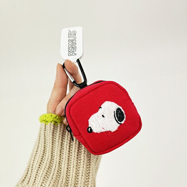 スヌーピー カラフル カラビナミニポーチ レッド 小物入れ SNOOPY