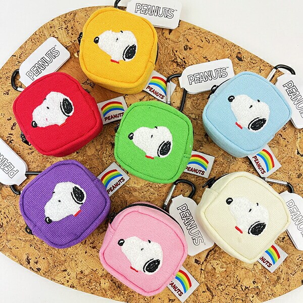 スヌーピー カラフル カラビナミニポーチ レッド 小物入れ SNOOPY