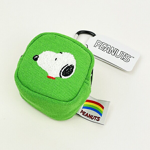 スヌーピー カラフル カラビナミニポーチ グリーン 小物入れ SNOOPY