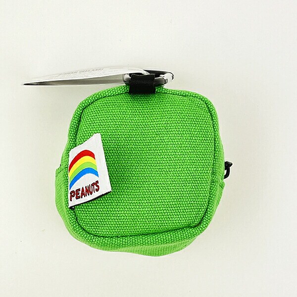 スヌーピー カラフル カラビナミニポーチ グリーン 小物入れ SNOOPY