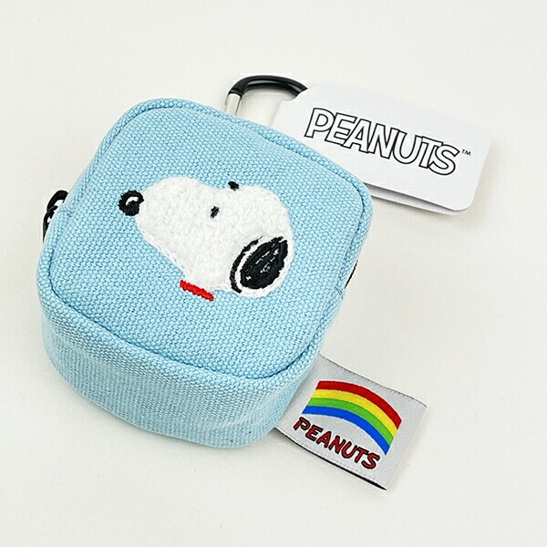 スヌーピー カラフル カラビナミニポーチ ライトブルー 小物入れ SNOOPY