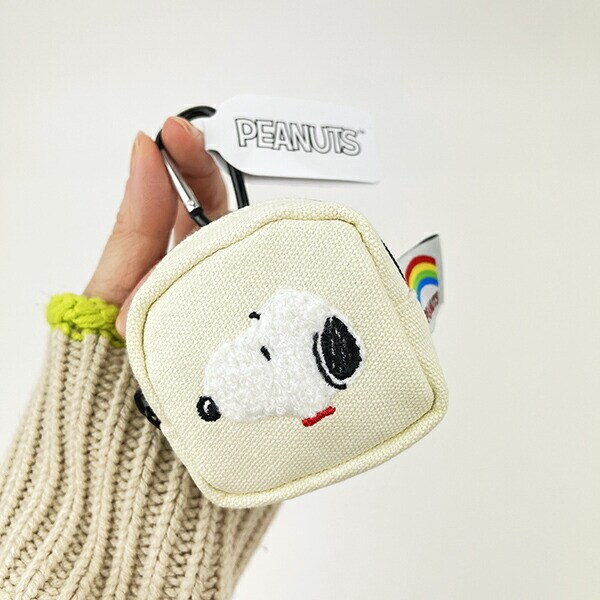 スヌーピー カラフル カラビナミニポーチ ホワイト 小物入れ SNOOPY