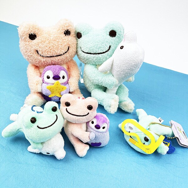 かえるのピクルス 海のおともだち ペア マスコット ピンク ぬいぐるみ ボールチェーン