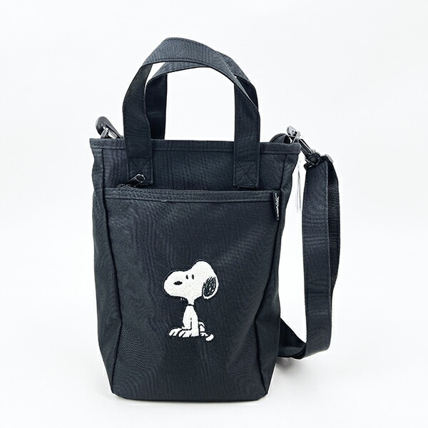 スヌーピー ミニ ボトルインショルダー 座り ショルダーバッグ かばん ブラック SNOOPY