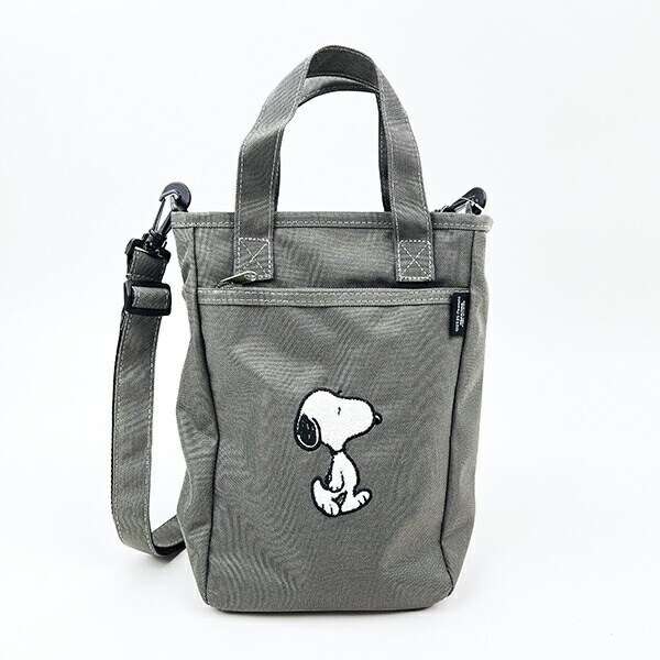 スヌーピー ミニ ボトルインショルダー 歩き ショルダーバッグ かばん グレー SNOOPY