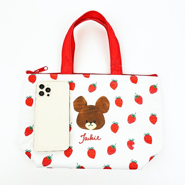 くまのがっこう イチゴ 保冷保温ミニトート 保冷バッグ ランチ お弁当 ホワイト