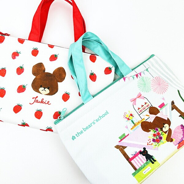 くまのがっこう イチゴ 保冷保温ミニトート 保冷バッグ ランチ お弁当 ホワイト