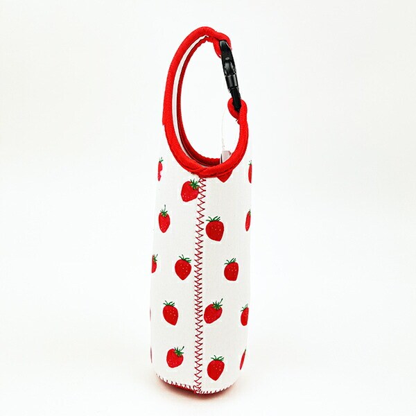 くまのがっこう イチゴ ペットボトルカバー600 水筒カバー ホワイト