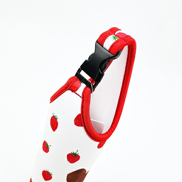 くまのがっこう イチゴ ペットボトルカバー600 水筒カバー ホワイト