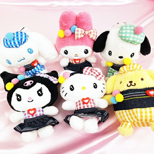 サンリオ ポチャッコ ギンガムデニム マスコット ぬいぐるみ Sanrio