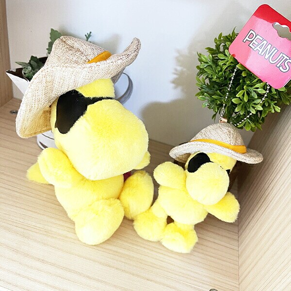 スヌーピー ウッドストック 麦わら帽子 ぬいぐるみ(S) イエロー