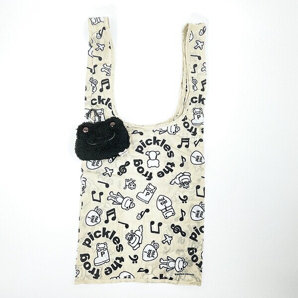 かえるのピクルス always music フェイスぬいぐるみエコバッグ ブラック