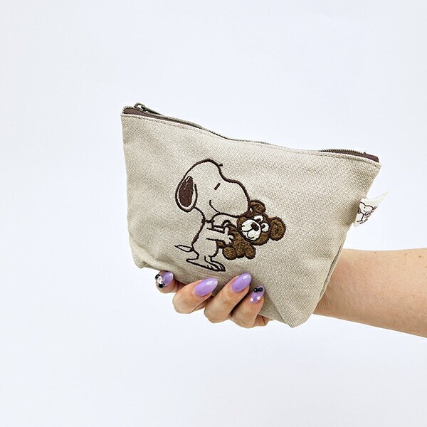 スヌーピー＆ベア 化粧ポーチ (ブラウン) SNOOPY
