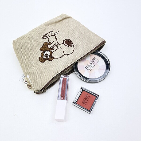 スヌーピー＆ベア 化粧ポーチ (ブラウン) SNOOPY