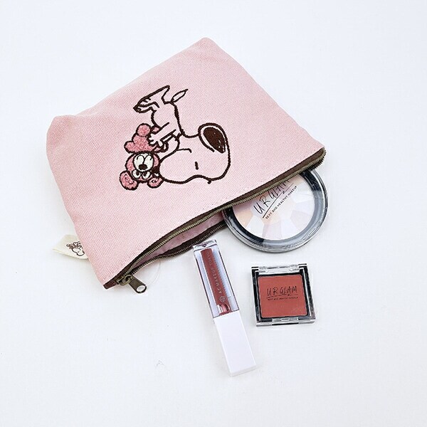 スヌーピー＆ベア 化粧ポーチ (ピンク) SNOOPY