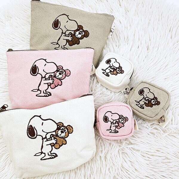 スヌーピー＆ベア 化粧ポーチ (ピンク) SNOOPY