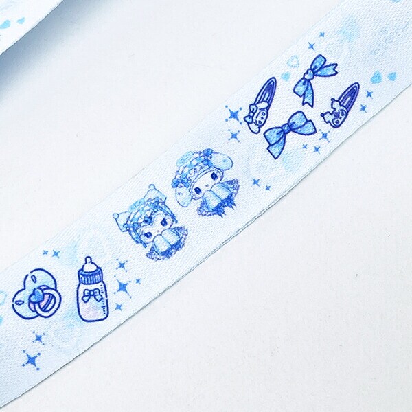 サンリオ マイメロディ＆クロミ 幅広ネックストラップ MU DOLLY MIX ライトブルー Sanrio