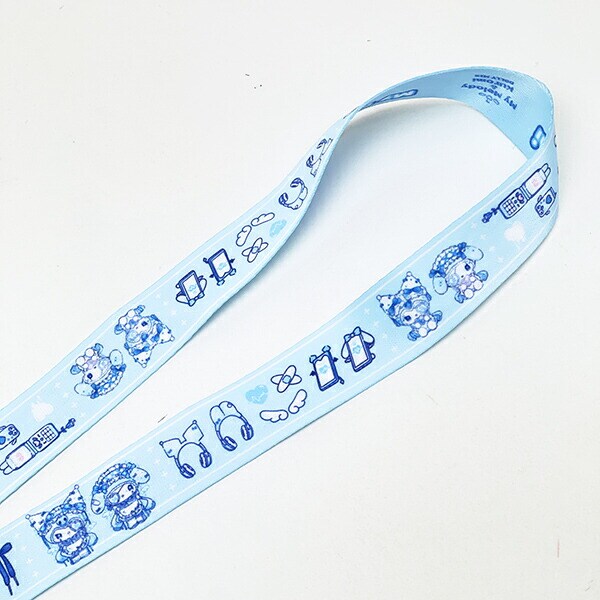サンリオ マイメロディ＆クロミ 幅広ネックストラップ MU DOLLY MIX ブルー Sanrio