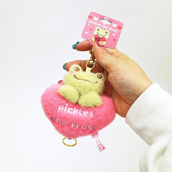 かえるのピクルス スマイルハート ぬいぐるみリール キーホルダー
