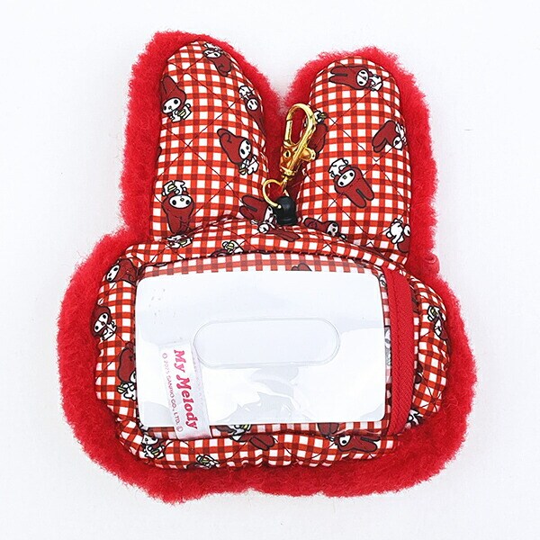 サンリオ マイメロディ フェイスパスケース 赤チェック ICカードケース sanrio