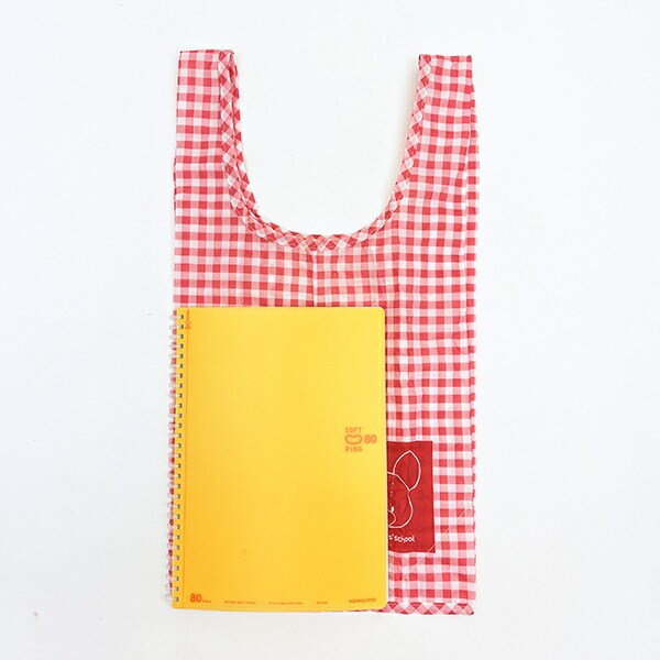 くまのがっこう ギンガムガムチェック ぬいぐるみエコバッグ レッド
