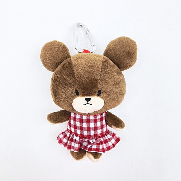 くまのがっこう ギンガムガムチェック ぬいぐるみエコバッグ レッド