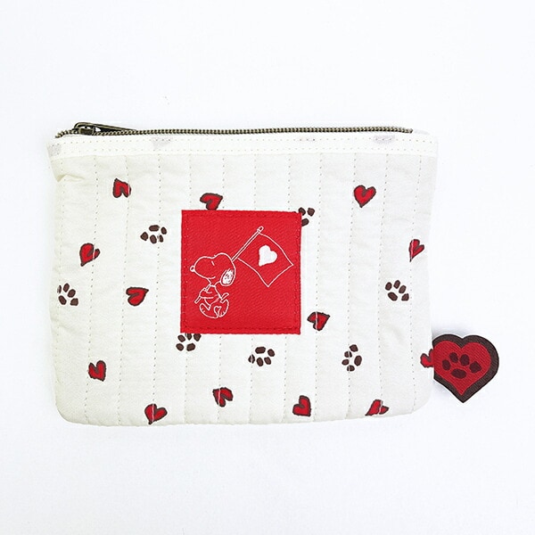 スヌーピー 足跡ハート キルティングポーチ SNOOPY