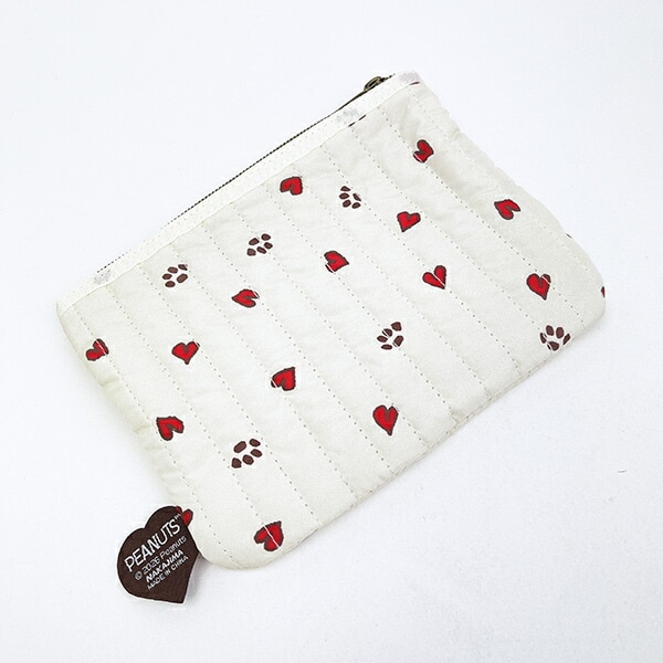 スヌーピー 足跡ハート キルティングポーチ SNOOPY