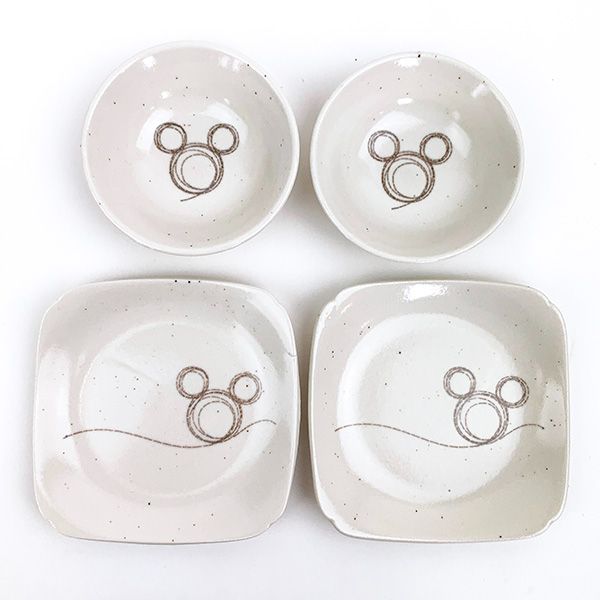 ディズニー ペア取り皿セット(中) ミッキー ステッチライン 皿 キッチン ランチ パーティー ギフト