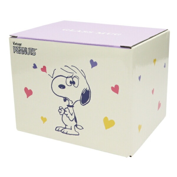 スヌーピー ビーズインハンドルガラスマグ HEART(パープル) コップ SNOOPY