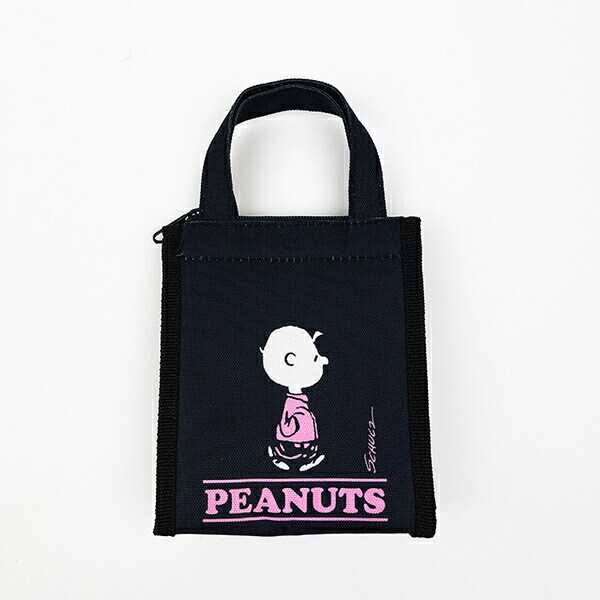 スヌーピー チャーリーブラウン スクエアランチバッグ(SS) ブラック SNOOPY