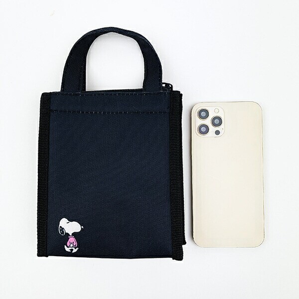 スヌーピー チャーリーブラウン スクエアランチバッグ(SS) ブラック SNOOPY