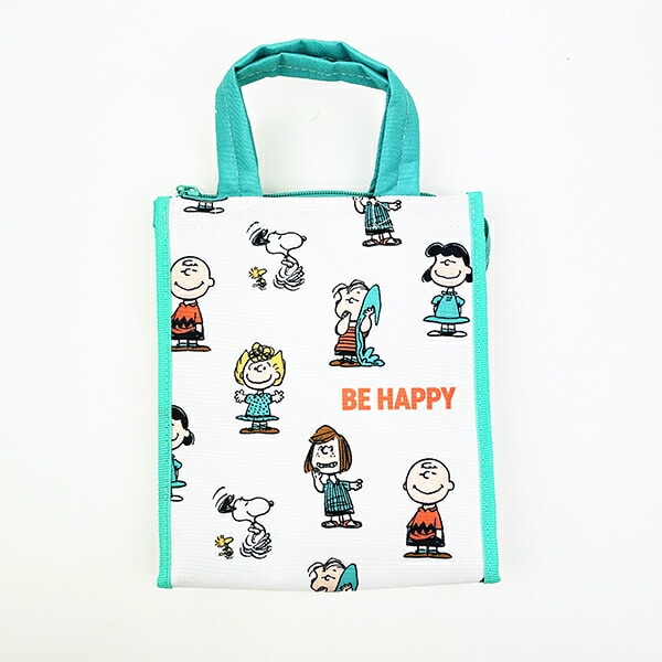 スヌーピー スクエアランチバッグ(M) BE HAPPY アイボリー SNOOPY