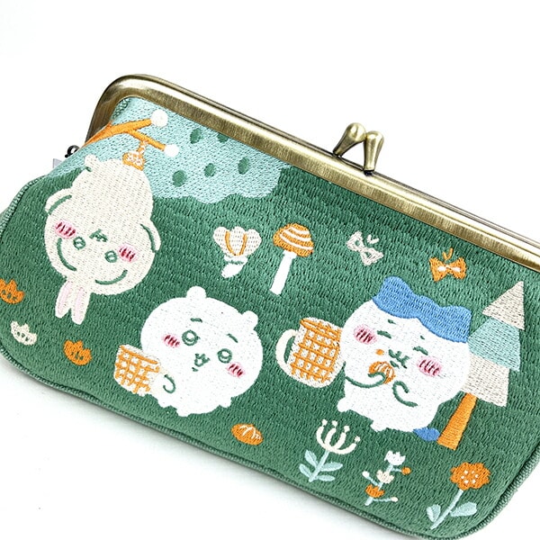 ちいかわ 畳刺繍がま口ポーチ (グリーン) 小物入れ