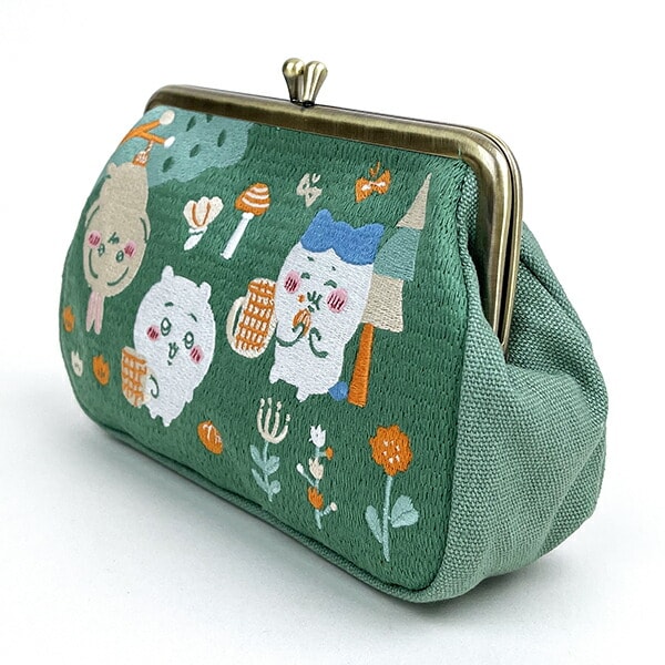ちいかわ 畳刺繍がま口ポーチ (グリーン) 小物入れ