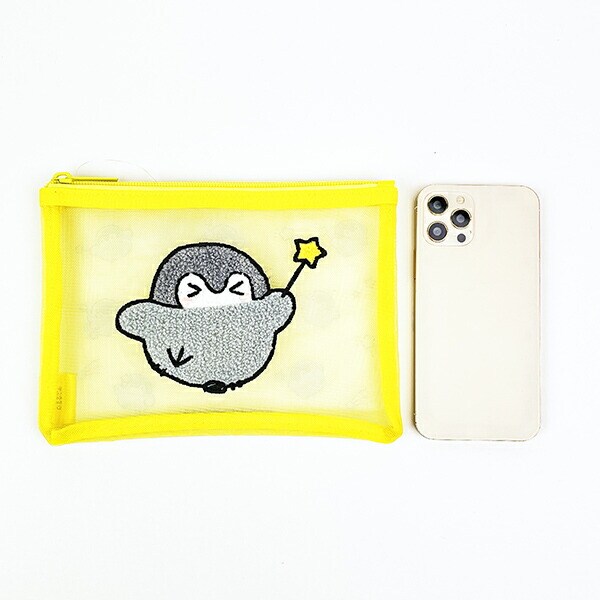 コウペンちゃん サガラ刺繍メッシュポーチ きいろ