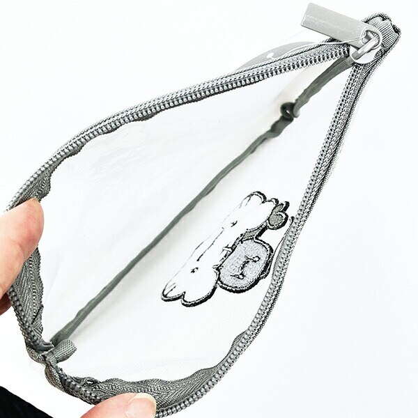 ホワイトタイガーとブラックタイガー サガラ刺繍メッシュポーチ ブラック