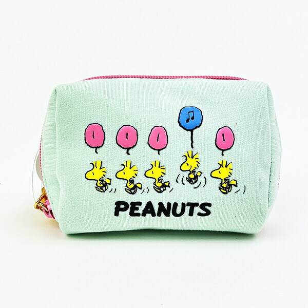 スヌーピー ウッドストック パフプリントミニポーチ ミントグリーン SNOOPY