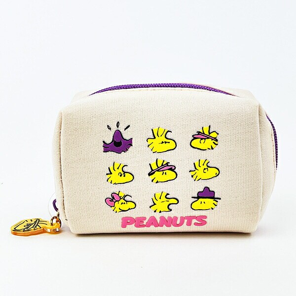 スヌーピー ウッドストック パフプリントミニポーチ アイボリー SNOOPY