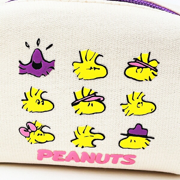スヌーピー ウッドストック パフプリントミニポーチ アイボリー SNOOPY